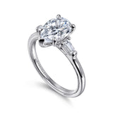 Louann - 14K White Gold Pear Shape Three Stone Diamond Engagement Ring