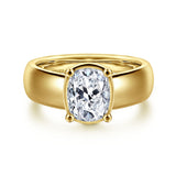 Elza - 14K Yellow Gold Wide Band Elongated Cushion Diamond Engagement Ring