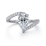 Leina - 14K White Gold Pear Shape Hidden Halo Bypass Engagement Ring