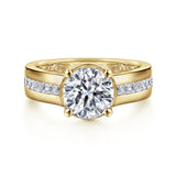 Dennise - 14K Yellow Gold Wide Band Round Diamond Engagement Ring