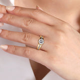 Dennise - 14K Yellow Gold Wide Band Round Diamond Engagement Ring