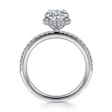 Allesia - 14K White Gold Oval Cut Hidden Halo Diamond Engagement Ring