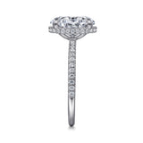 Allesia - 14K White Gold Oval Cut Hidden Halo Diamond Engagement Ring