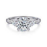 Reema - 14K White Gold Three Stone Round Diamond Engagement Ring