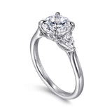 Reema - 14K White Gold Three Stone Round Diamond Engagement Ring