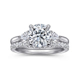 Reema - 14K White Gold Three Stone Round Diamond Engagement Ring