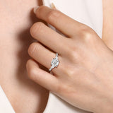 Reema - 14K White Gold Three Stone Round Diamond Engagement Ring