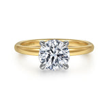 Grasey - 14K White & Yellow Gold Round Solitaire Engagement Ring