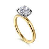 Grasey - 14K White & Yellow Gold Round Solitaire Engagement Ring