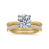 Grasey - 14K White & Yellow Gold Round Solitaire Engagement Ring