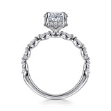 Adeena - 14K White Gold Oval Hidden Halo Double Prong Diamond Engagement Ring