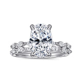 Adeena - 14K White Gold Oval Hidden Halo Double Prong Diamond Engagement Ring