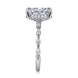 Adeena - 14K White Gold Oval Hidden Halo Double Prong Diamond Engagement Ring