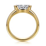 Bara - 14K Yellow Gold Half Bezel East West Oval Diamond Engagement Ring