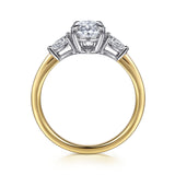 Sima - 14K White-Yellow Gold Oval Three Stone Diamond Engagement Ring