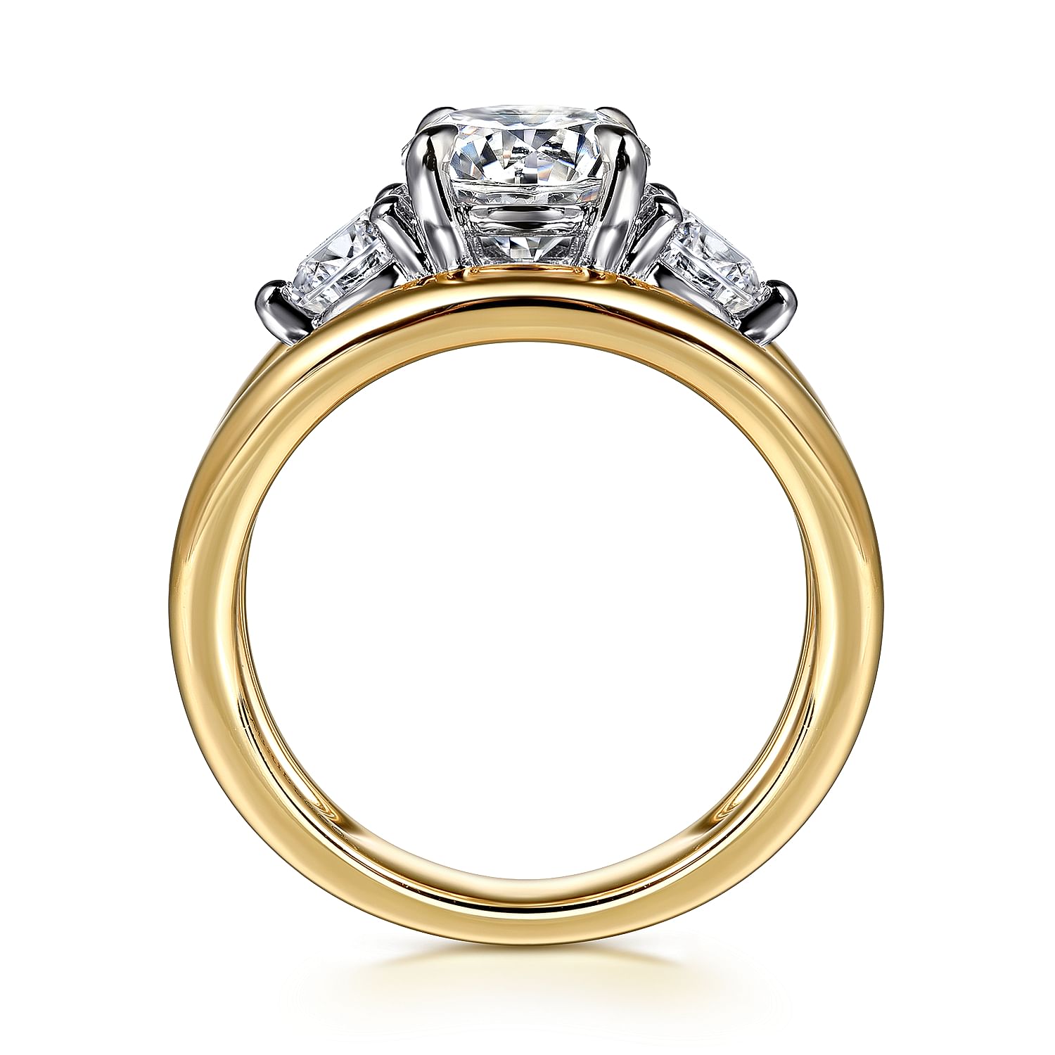 Danni - 14K Yellow Gold Round Three Stone Diamond Engagement Ring Danni - 14K Yellow Gold Round Three Stone Diamond Engagement Ring