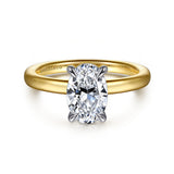 Grasey - 14K White-Yellow Gold Oval Diamond Engagement Ring