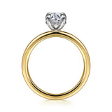 Grasey - 14K White-Yellow Gold Oval Diamond Engagement Ring