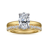 Grasey - 14K White-Yellow Gold Oval Diamond Engagement Ring