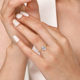 Grasey - 14K White-Yellow Gold Oval Diamond Engagement Ring