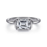 Linen - 14K White Gold Emerald Cut Diamond Engagement Ring