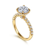 Carmellia - 14K White-Yellow Gold Cushion Cut Diamond Engagement Ring