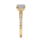 Carmellia - 14K White-Yellow Gold Cushion Cut Diamond Engagement Ring