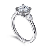 Ebony - 14K White Gold Round Three Stone Diamond Engagement Ring