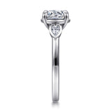 Ebony - 14K White Gold Round Three Stone Diamond Engagement Ring