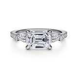 Cassidy - 14K White Gold Emerald Cut Three Stone Diamond Engagement Ring