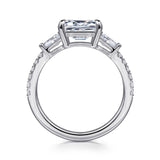 Cassidy - 14K White Gold Emerald Cut Three Stone Diamond Engagement Ring