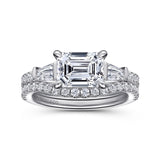 Cassidy - 14K White Gold Emerald Cut Three Stone Diamond Engagement Ring