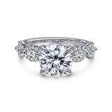 Charlotte - 14K White Gold Twisted Round Diamond Engagement Ring