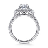 Cleopatra - 14K White Gold Oval Halo Diamond Engagement Ring