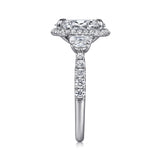 Cleopatra - 14K White Gold Oval Halo Diamond Engagement Ring