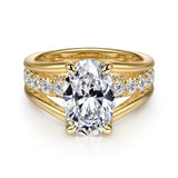 Faith - 14K Yellow Gold Split Shank Oval Diamond Engagement Ring