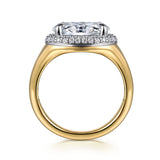 Fillipa - 14K White-Yellow Gold Oval Double Halo Diamond Engagement Ring