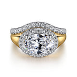 Fillipa - 14K White-Yellow Gold Oval Double Halo Diamond Engagement Ring