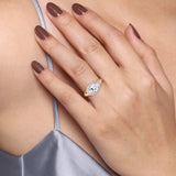 Fillipa - 14K White-Yellow Gold Oval Double Halo Diamond Engagement Ring