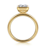 Linny - 14K Yellow Gold Emerald Cut Bezel Set Diamond Engagement Ring