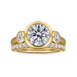 Henley - 14K Yellow Gold Round Three Stone Bezel Set Diamond Engagement Ring