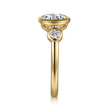 Henley - 14K Yellow Gold Round Three Stone Bezel Set Diamond Engagement Ring