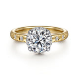 Nicky - 14K Yellow-White Gold Round Hidden Halo Diamond Engagement Ring