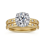 Nicky - 14K Yellow-White Gold Round Hidden Halo Diamond Engagement Ring