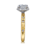 Nicky - 14K Yellow-White Gold Round Hidden Halo Diamond Engagement Ring