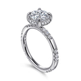 Ocean - 14K White Gold Round Hidden Halo Diamond Engagement Ring