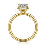Symphony - 14K Yellow Gold Elongated Cushion Hidden Halo Diamond Engagement Ring