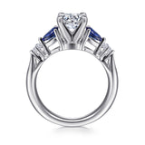 Carrie - 14K White Gold Round Five Stone Sapphire and Diamond Engagement Ring