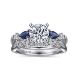 Carrie - 14K White Gold Round Five Stone Sapphire and Diamond Engagement Ring