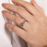 Carrie - 14K White Gold Round Five Stone Sapphire and Diamond Engagement Ring